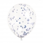 Set de 6 Globos Transparentes con Confeti Azul Royal. Set de 6 Globos Transparentes con Confeti Azul Royal.