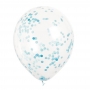 Set de 6 Globos Transparentes con confeti Azul