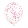 Set de 6 Globos Transparentes con Confeti Fucsia