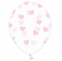 Set de 6 Globos transparentes con Corazones rosas