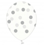 Set de 6 Globos Transparentes con Lunares Plateados Set de 6 Globos Transparentes con Lunares Plateados