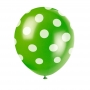 Set de 6 Globos Verdes con Lunares Blancos 30cm Set de 6 Globos Verdes con Lunares Blancos 30cm
