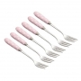 Set de 6 tenedores para postre con mango de porcelana Set de 6 tenedores para postre con mango de porcelana