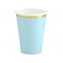 Set de 6 vasos de cartón azul claro de 220 ml Set de 6 vasos de cartón azul claro de 220 ml