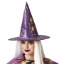 Sombrero de Bruja Lila con Estrellas Doradas Sombrero de Bruja Lila con Estrellas Doradas