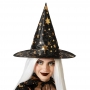 Sombrero de Bruja Negro con Estrellas Doradas Sombrero de Bruja Negro con Estrellas Doradas