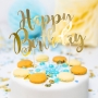 Topper para Tartas Happy Birthday Dorado 22 cm