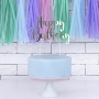 Topper para Tartas Happy Birthday Plateado 22 cm